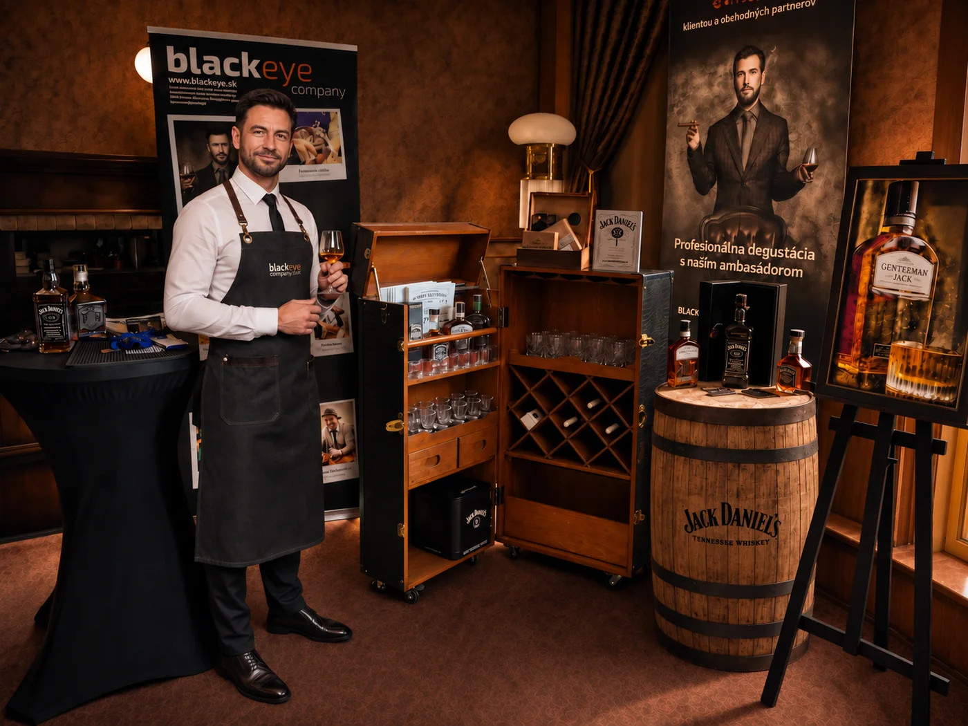 Kožený degustačný kufor Tasting Specialist s fľašami, pohármi a degustačnými kartami